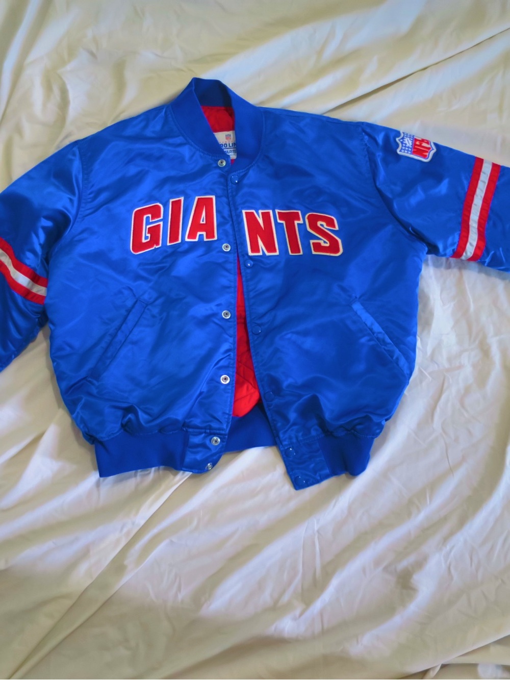 Giants Blue Satin Bomber Jacket - Official Team Style